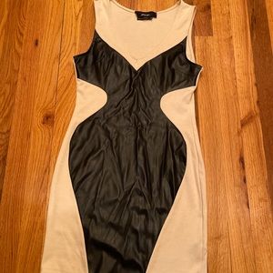 Creme dress with black leather!